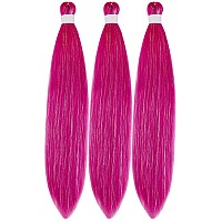 Gozill Hot Pink Braiding Hair Pre Stretched Sparkle Tinsel Prestretched Braiding Hair Ez Braid Kids Braiding Hair 26 Inch