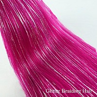 Gozill Hot Pink Braiding Hair Pre Stretched Sparkle Tinsel Prestretched Braiding Hair Ez Braid Kids Braiding Hair 26 Inch