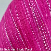 Gozill Hot Pink Braiding Hair Pre Stretched Sparkle Tinsel Prestretched Braiding Hair Ez Braid Kids Braiding Hair 26 Inch