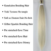 Gozill Blonde Braiding Hair Pre Stretched Sparkle Tinsel Prestretched Braiding Hair Kanekalon Ez Braid Knotless Braiding Hair 26