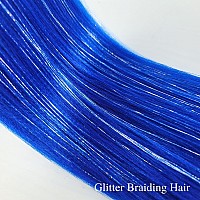 Gozill Blue Braiding Hair Pre Stretched Sparkle Tinsel Prestretched Braiding Hair Ez Braid Knotless Braiding Hair 26 Inch