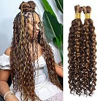 Human Braiding Hair Water Wave Bulk Human Hair For Braiding No Weft Wet And Wavy Human Hair Braiding Hair Extensions For Boho Br