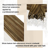 Full Shine Brown And Blonde Micro Hair Extensions Human Hair Color 4244 Balayage Micro Link Hair Extensions Human Hair 22 Inch