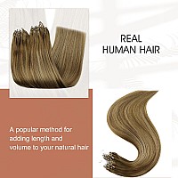 Full Shine Brown And Blonde Micro Hair Extensions Human Hair Color 4244 Balayage Micro Link Hair Extensions Human Hair 22 Inch