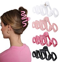 Large Hair Claw Clips For Thick Hair Big Claws Clip For Thin Curly Long Hair 41 Inch Pink Black Hair Clip Strong Hold Non Sli