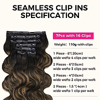 Lashey Seamless Clip In Hair Extensions Human Hair Natural Black Mixed Chestnut Brown Body Wave Clip In Hair Extensions With Inv