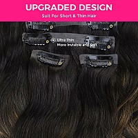 Lashey Seamless Clip In Hair Extensions Human Hair Natural Black Mixed Chestnut Brown Body Wave Clip In Hair Extensions With Inv