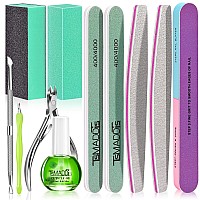 Tsmaddts Cuticle Pusher Nail File Kit Nail Buffers And Files With 3Pcs Nail Files 2Pcs Nail Buffer Blocks 2Pcs Polishing Nail