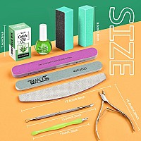 Tsmaddts Cuticle Pusher Nail File Kit Nail Buffers And Files With 3Pcs Nail Files 2Pcs Nail Buffer Blocks 2Pcs Polishing Nail