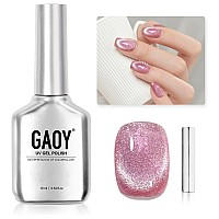 Gaoy Pink Glassy Cat Eye Gel Nail Polish 16Ml Glitter Holographic Nail Polish With Magnet Reflective Translucent Uv Gel 2281