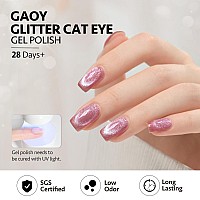 Gaoy Pink Glassy Cat Eye Gel Nail Polish 16Ml Glitter Holographic Nail Polish With Magnet Reflective Translucent Uv Gel 2281