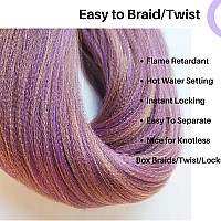 Gozill Purple Honey Braiding Hair Pre Stretched Kanekalon Braiding Hair Extension 26 Inch Colorful Synthetic Fake Hair For Braid