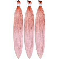 Leticia Rosegold Pink Ombre Braiding Hair Pre Stretched Ez Braid Pre Stretched Hypoallergenic Braiding Hair