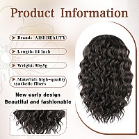 Aisi Beauty Curly Ponytail Extension 14 Inch Brown Black Drawstring Ponytail Extension For Black Women Synthetic Curly Wavy Fak