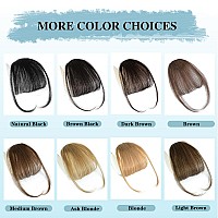 Nayoo Clip In Bangs Brown Fake Bangs 100 Real Human Hair Extensions Wispy Clip On Air Bangs For Women Fringe With Temples Hai