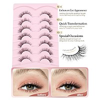 Onlyall Natural Lashes Wispy Lashes Natural Look False Eyelashes Natural Flared Eyelashes False Eye Lashes Soft Fluffy Lashes 7