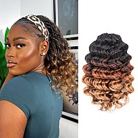 Toyotree Ocean Wave Crochet Hair 14 Inch 8 Packs 3 Tones Ombre Brown Midlength Curly Deep Wave Crochet Hair Synthetic Ocean