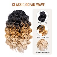 Toyotree Ocean Wave Crochet Hair 14 Inch 8 Packs 3 Tones Ombre Blonde Midlength Curly Deep Wave Crochet Hair Synthetic Ocean