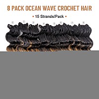 Toyotree Ocean Wave Crochet Hair 12 Inch 8 Packs 3 Tones Ombre Blonde Midlength Curly Deep Wave Crochet Hair Synthetic Ocean