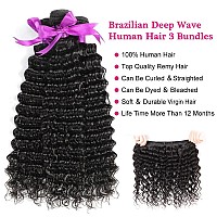 Fdx 10A Deep Wave Bundles With Closure Human Hair 12 14 1610 Inch Wet And Wavy Bundles With Closure Unprocessed Brazilian Virgi