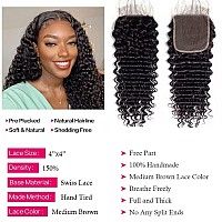 Fdx 10A Deep Wave Bundles With Closure Human Hair 12 14 1610 Inch Wet And Wavy Bundles With Closure Unprocessed Brazilian Virgi