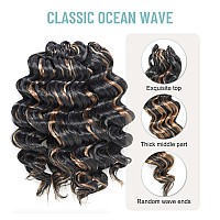 Toyotree Ocean Wave Crochet Hair 14 Inch 8 Packs Brown Highlight 3 Tones Midlength Curly Deep Wave Crochet Hair Synthetic Oc