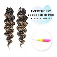 Toyotree Ocean Wave Crochet Hair 14 Inch 8 Packs Brown Highlight 3 Tones Midlength Curly Deep Wave Crochet Hair Synthetic Oc