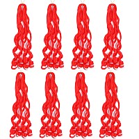 French Curly Braiding Hair 24 Inch 8 Packs Pre Stretched Bouncy Braiding Hair Loose Wavy Braiding Hair Synthetic Hair Extensi