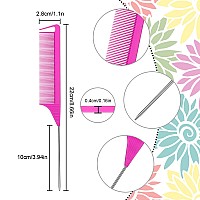 Patelai 12 Pcs Parting Comb For Braids Rat Tail Stainless Steel Pintail Comb For Teasing Braiding Pressing Hair Styling Hai