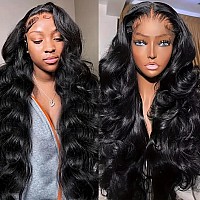 Yilike 34 Inch Body Wave Lace Front Wigs Human Hair Wig For Women 13X6 Transparent Lace Front Wigs Human Hair 180 Density Gluel