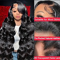 Yilike 13X6 Body Wave Lace Front Wigs Human Hair Pre Plucked Glueless Wigs Human Hair 180 Density 13X6 Hd Transparent Frontal W