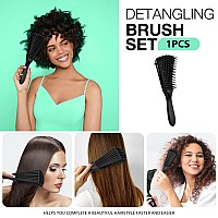 Hommtina Detangling Brush Set Getting Shine And Makes Hair Smooth Curly Hair Brush For Adult Kids Wet Or Dry Hair