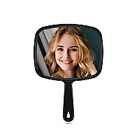 Mirrornova Hand Mirror Barber Hairdressing Handheld Mirror With Handle For Salon Square Black Large