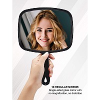 Mirrornova Hand Mirror Barber Hairdressing Handheld Mirror With Handle For Salon Square Black Large