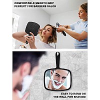 Mirrornova Hand Mirror Barber Hairdressing Handheld Mirror With Handle For Salon Square Black Large