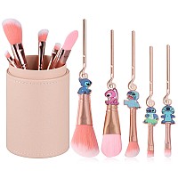 5 Pcs Stich Makeup Brushes With Brushes Holder Interstellar Baby Makeup Brushes Stich Stuff For Girls And Womenpink