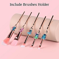 5 Pcs Stich Makeup Brushes With Brushes Holder Interstellar Baby Makeup Brushes Stich Stuff For Girls And Womenpink