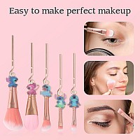 5 Pcs Stich Makeup Brushes With Brushes Holder Interstellar Baby Makeup Brushes Stich Stuff For Girls And Womenpink