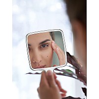 Mirrornova Handheld Mirror Water Ripples Hand Mirror With Handle For Makeup Square Rose Gold Large 6 X 11 Inches