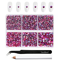 Beadsland 4300Pcs Flatback Rhinestones Red Ab Rhinestones Nail Gems Round Crystal Rhinestones For Crafts Mixed 6 Sizes With Pic