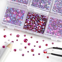 Beadsland 4300Pcs Flatback Rhinestones Red Ab Rhinestones Nail Gems Round Crystal Rhinestones For Crafts Mixed 6 Sizes With Pic