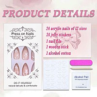 Press On Nails Medium Almond Mabkjlf French Tip Fake Nails Nude Full Cover White Gold Nail Tip False Nails With Star Designs Rhi