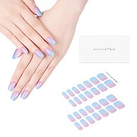 Danni Toni Semi Cured Gel Nail Strips Pink Blue Ombre Rose Horizon Gradient Gel Nail Stickers Summer Nail Wraps 28 Stickers