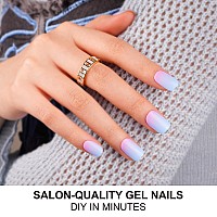 Danni Toni Semi Cured Gel Nail Strips Pink Blue Ombre Rose Horizon Gradient Gel Nail Stickers Summer Nail Wraps 28 Stickers