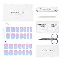 Danni Toni Semi Cured Gel Nail Strips Pink Blue Ombre Rose Horizon Gradient Gel Nail Stickers Summer Nail Wraps 28 Stickers