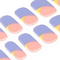 Danni Toni Semi Cured Gel Nail Strips French Sunlit Serenity Nude Gel Nail Stickers With Blue Yellow Tips Glossy Gel Nail Wr