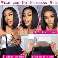 Qangelabeauty 12 Inch Bob Wig Human Hair 180 Density Glueless Wigs Human Hair Pre Plucked Pre Cut 4X6 Hd Transparent Frontal Wi