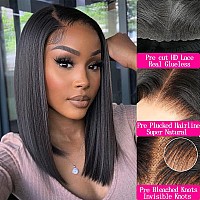 Qangelabeauty Bob Wigs Human Hair 16 Inch Glueless Wig Human Hair 180 Density Glueless Wigs Human Hair Pre Plucked Pre Cut 4X6