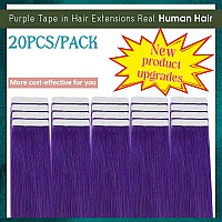 Runature Tape In Hair Extensions Human Hair Purple Tape In Human Hair Extensions 12 Inch Human Hair Tape In Extensions Purple Ha