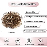 Lommel Messy Bun Hair Piece Short Curly Ponytail Extension Elastic Drawstring Loose Wave Curly Hair Buns Hair Piece Synthetic Ha